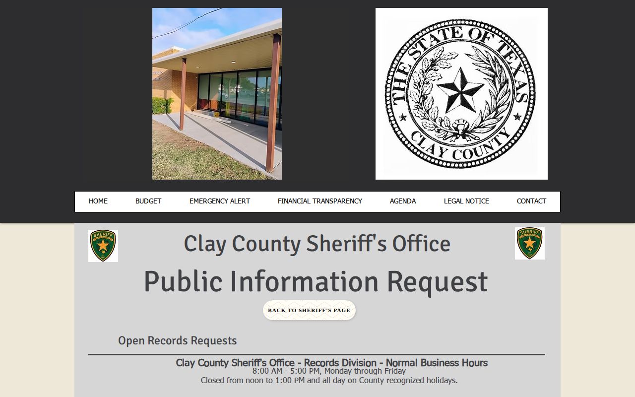 Clay County released inmate record request page