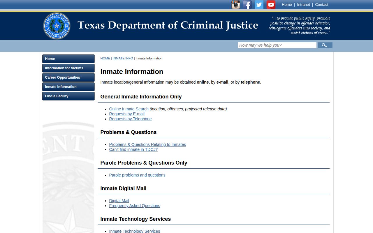 TDCJ search routes for Clay County released inmates